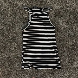 Black and White Striped High Neck Tank